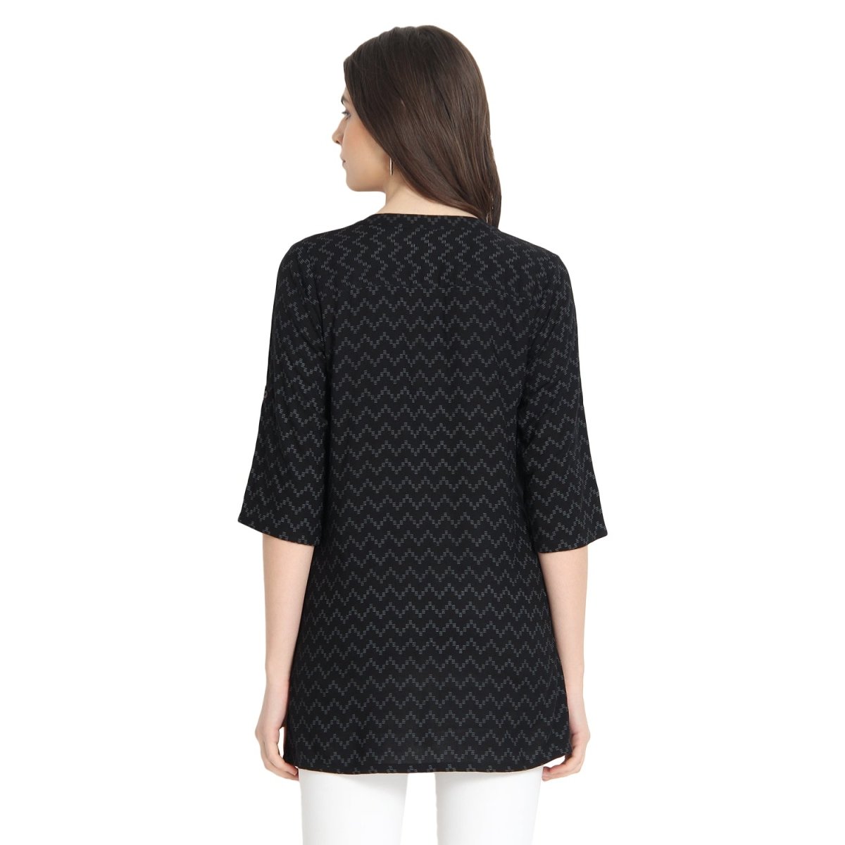 Black Block Print Tunic - Kreate- Kurtis & Salwar Suits