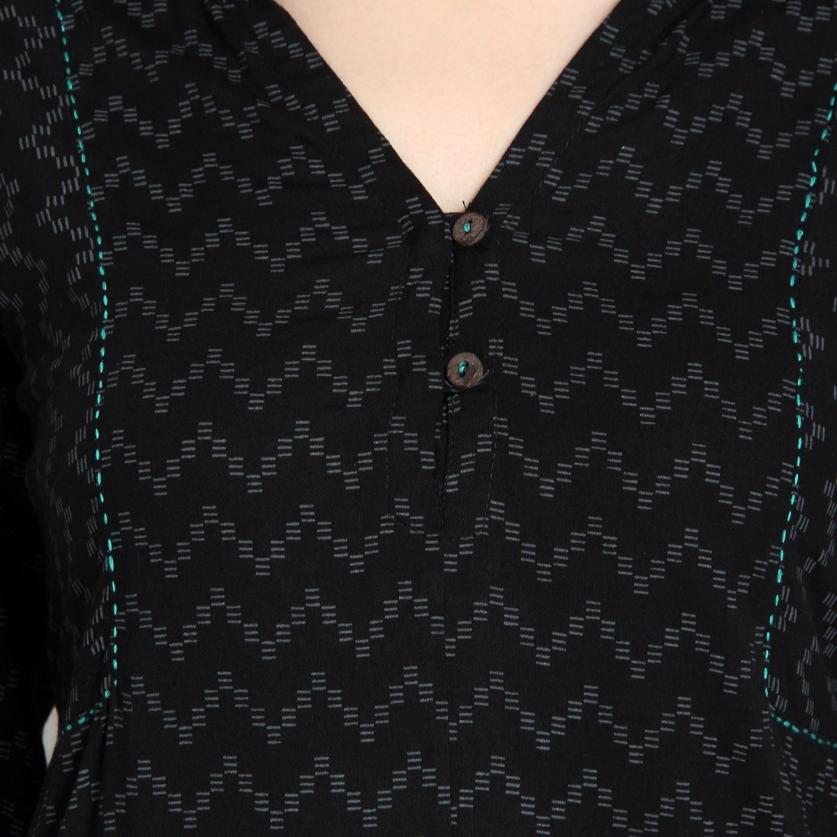 Black Block Print Tunic - Kreate- Kurtis & Salwar Suits