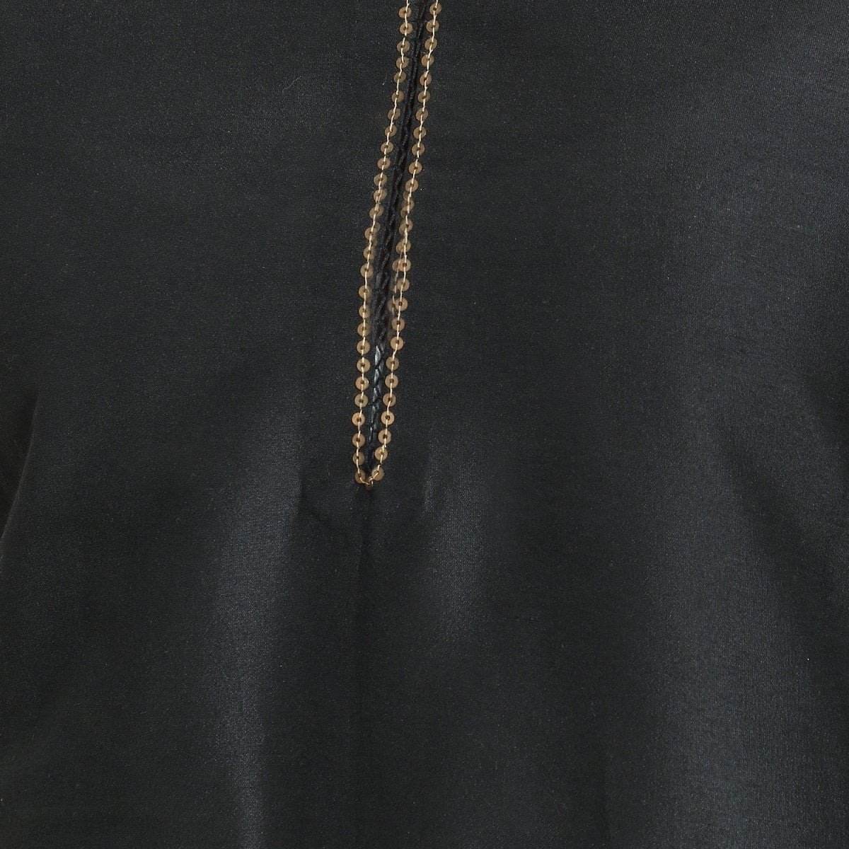 Black Cotton Silk Zari Embroidered Kurta - Kreate- Kurtis & Salwar Suits