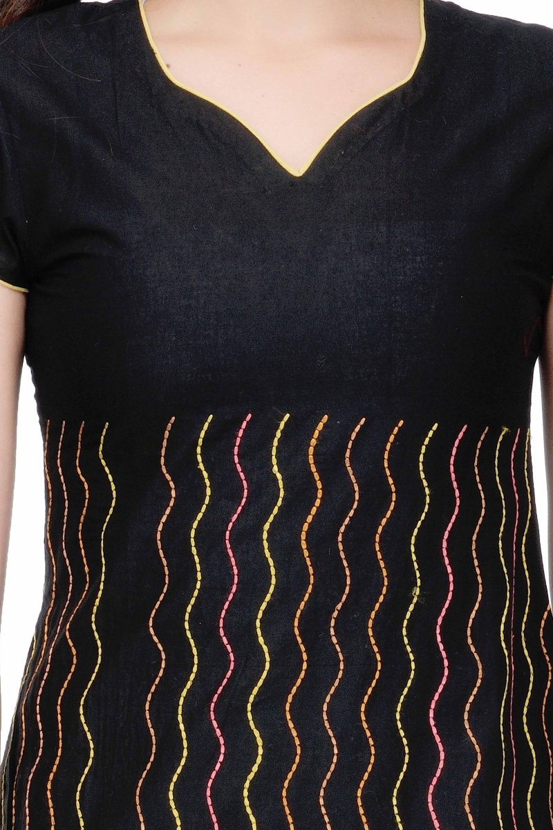 Black Embroidered Short Kurta - Kreate- Kurtis & Salwar Suits