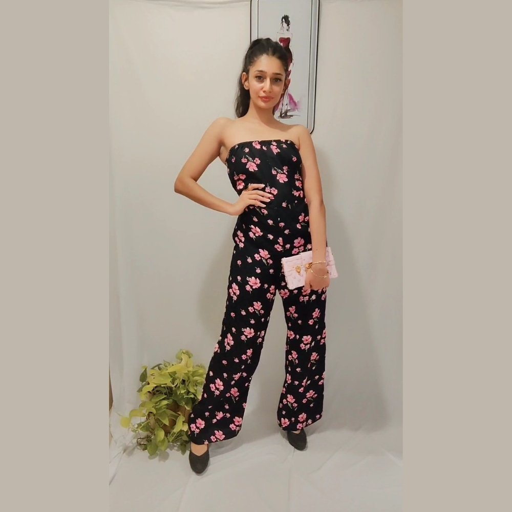 Black Floral Jumpsuit - Kreate- Dresses & jumpsuits