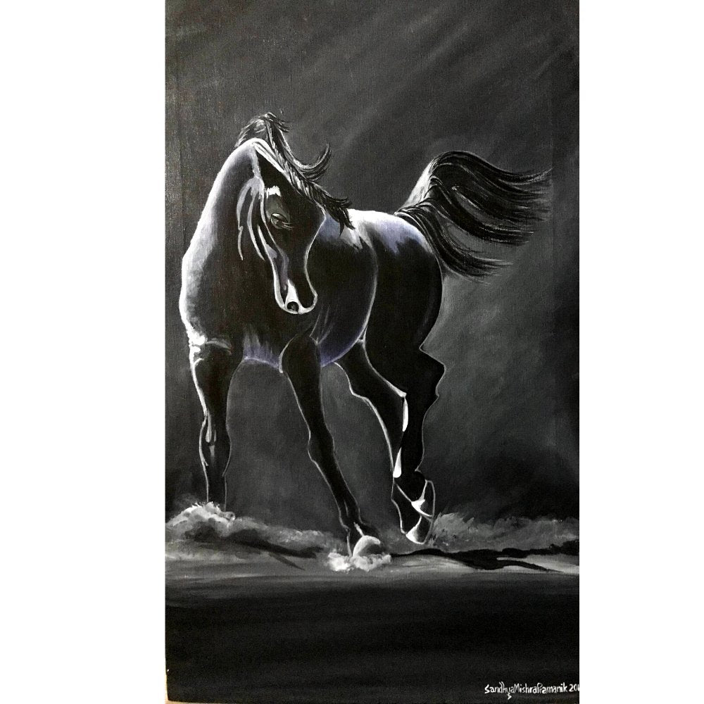 Black Horse Painting - Kreate- Painting