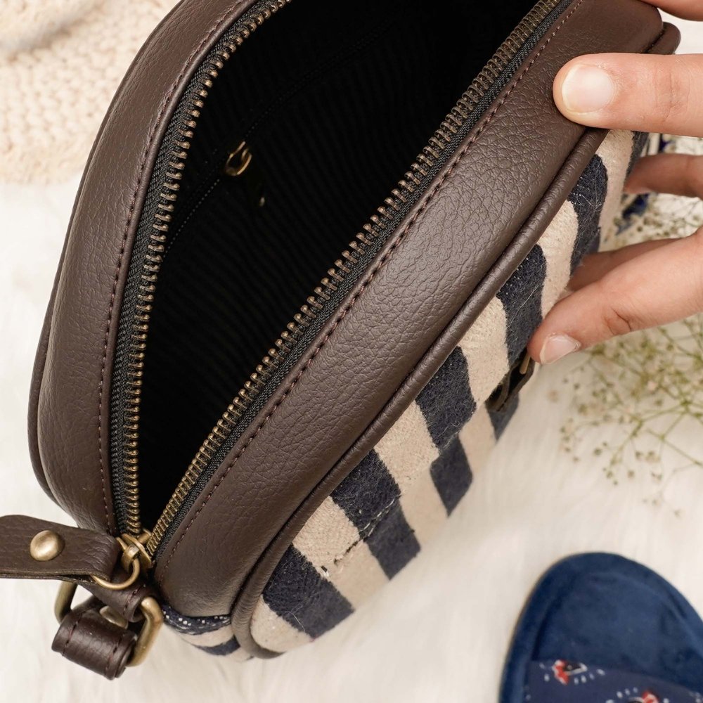 Black & white streak Full Moon Sling Bag - Kreate- Sling Bags