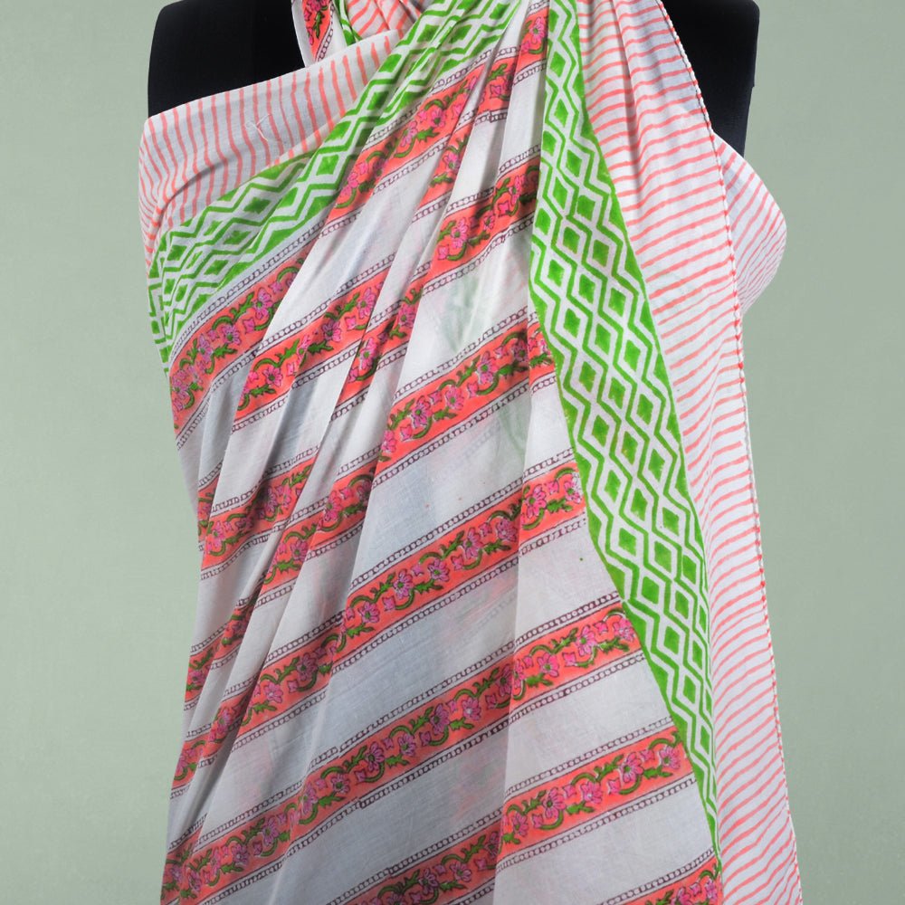Block Print Cotton Dupatta - Kreate- Dupattas & Shawls
