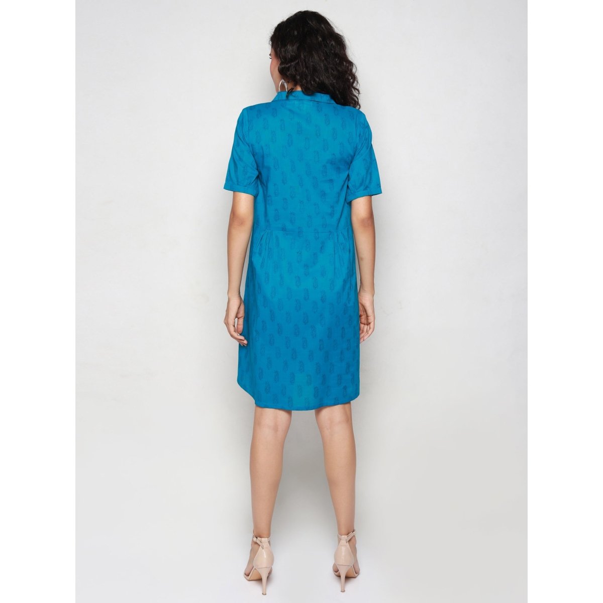 Blue Cotton Paisley Print Dress - Kreate- Dresses & jumpsuits