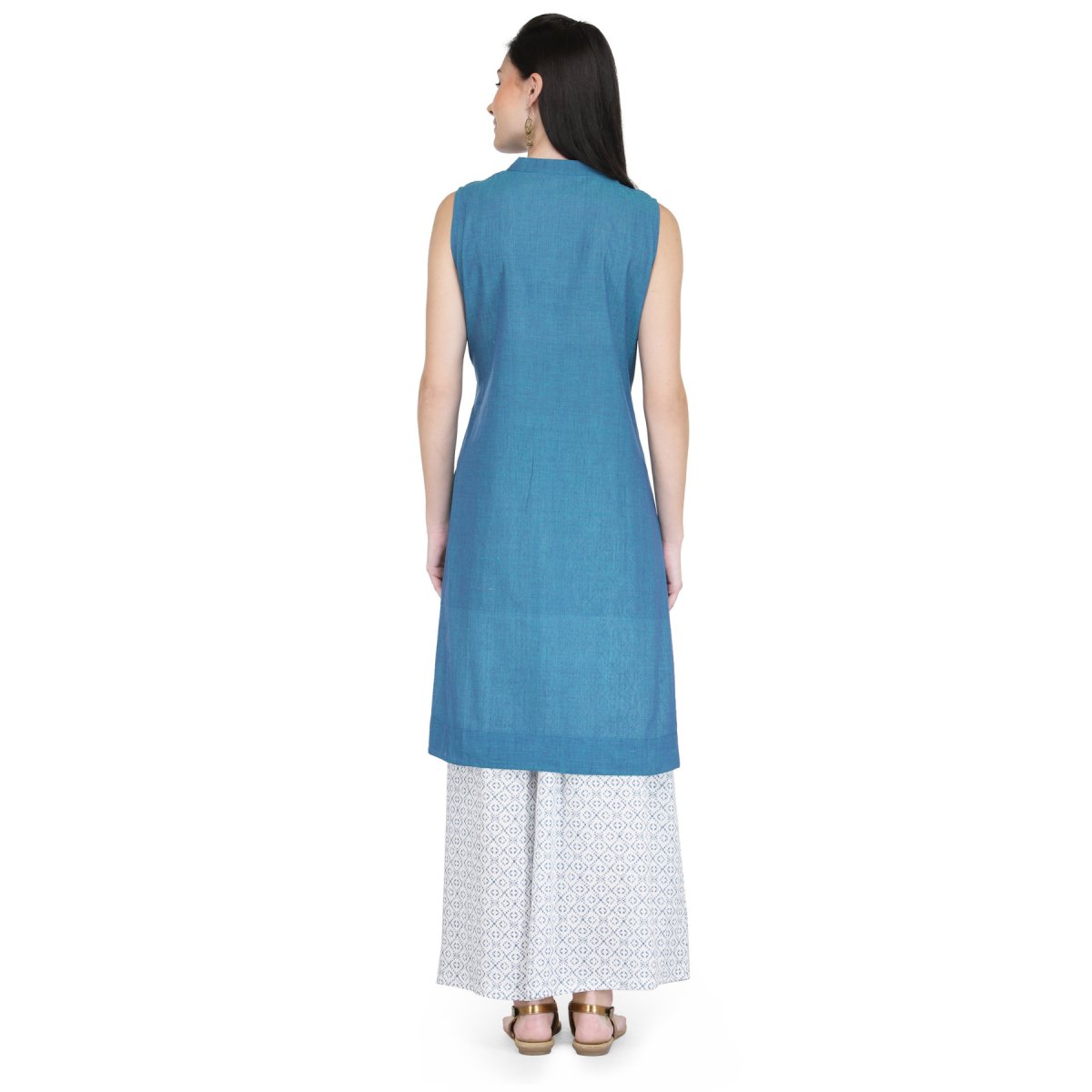 Blue Cotton Pintucks Kurta - Kreate- Kurtis & Salwar Suits