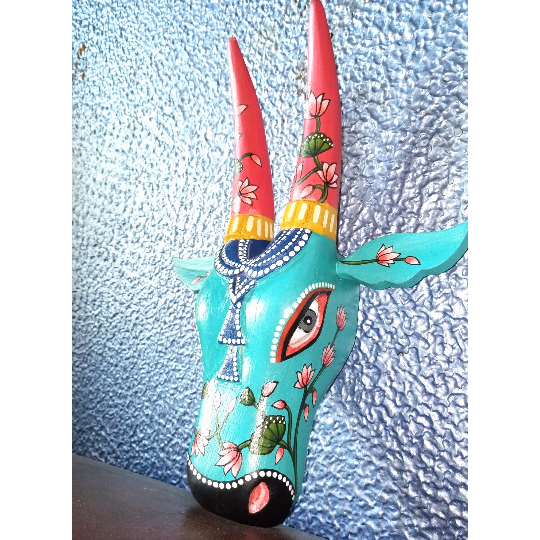 Blue Cow Head Wall Decor - Kreate- Wall Decor