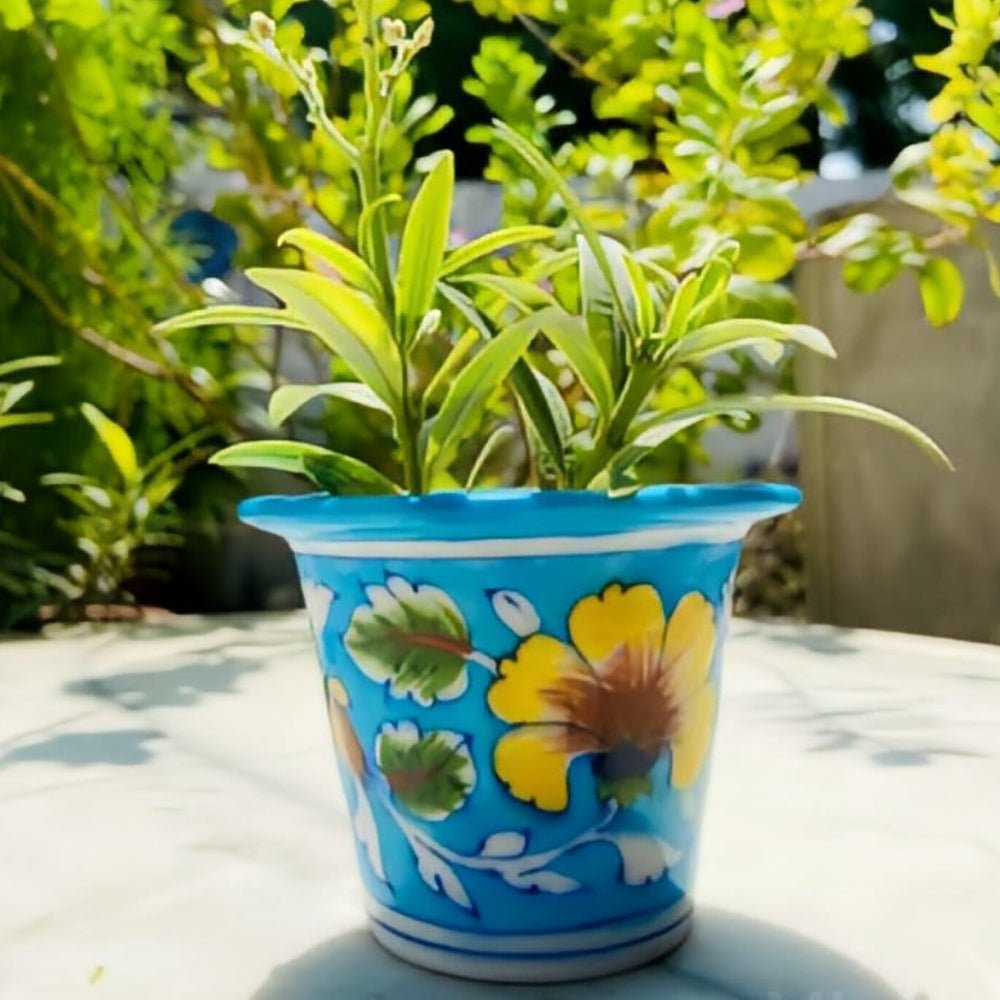 Blue Pottery Planter - Kreate- Planters & Pots