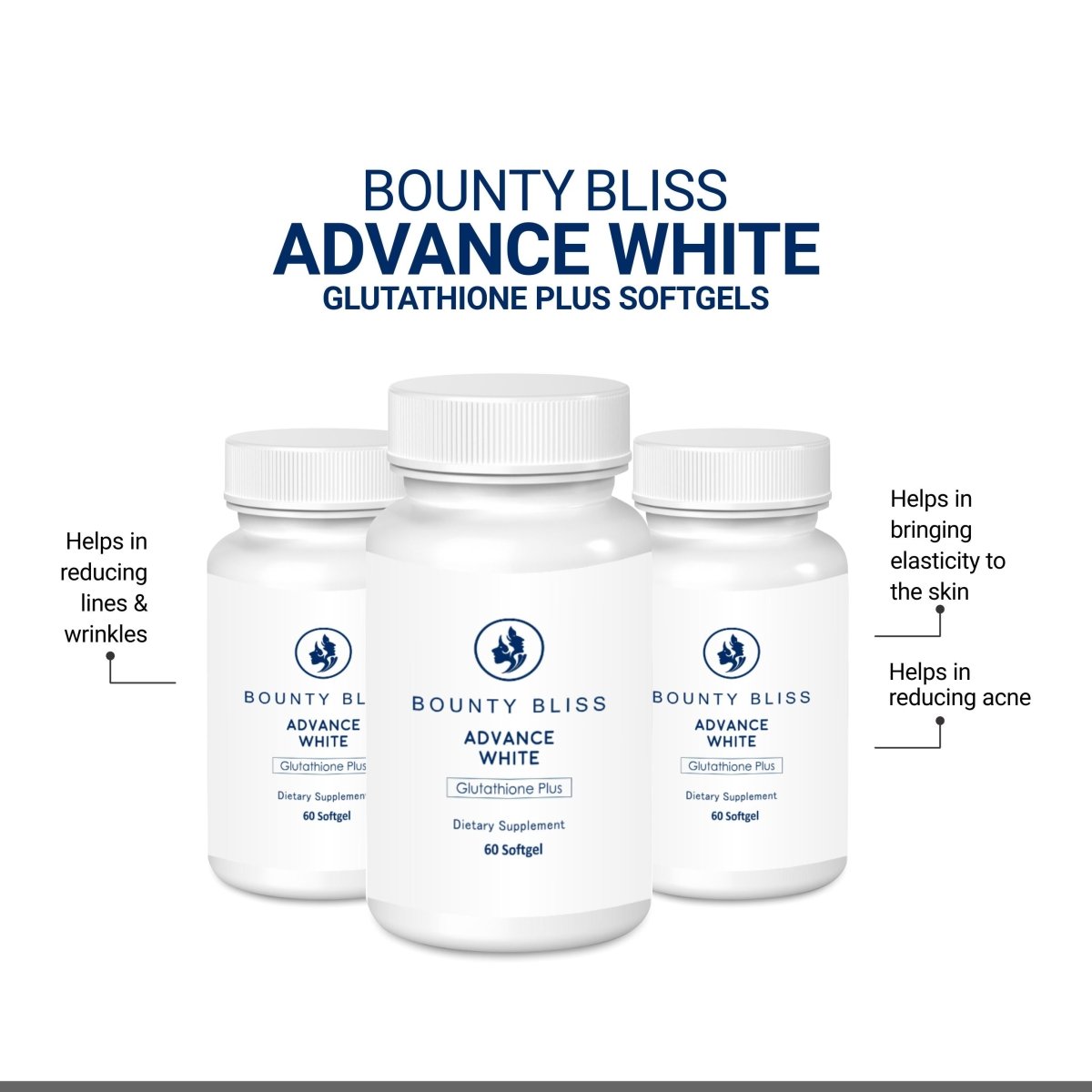 Bounty Bliss Advance White Glutathione Plus 60 Softgels - Kreate- Skincare