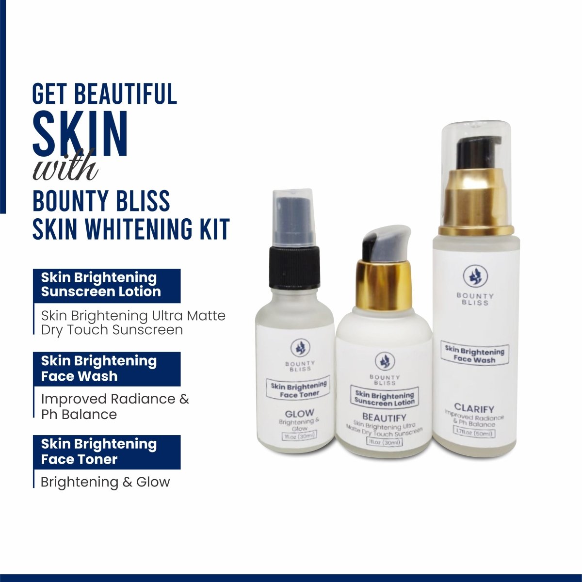 Bounty Bliss Skin Whitening Daily Kit - Kreate- Skincare