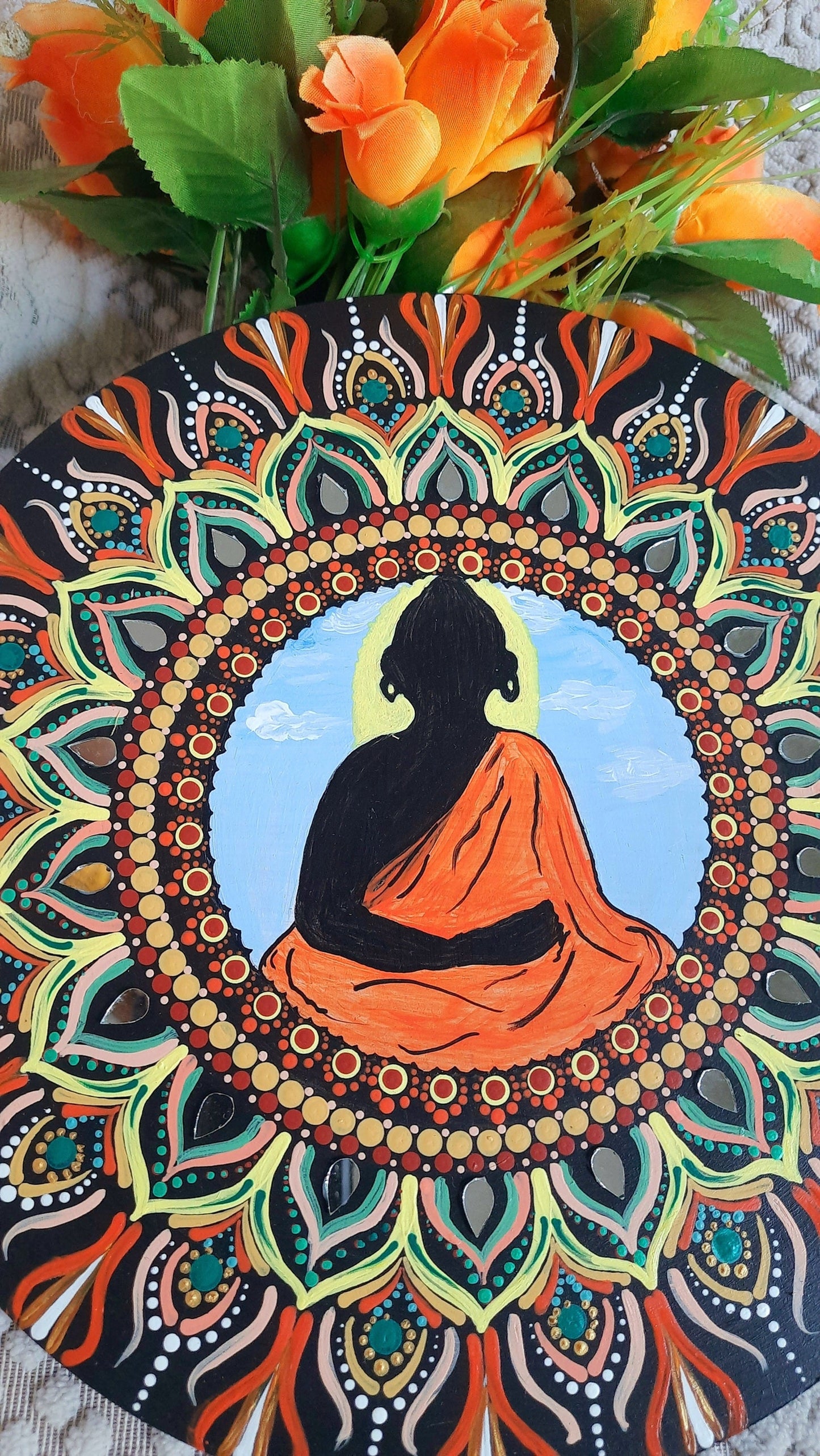 Meditating Buddha Mandala Wall Hanging