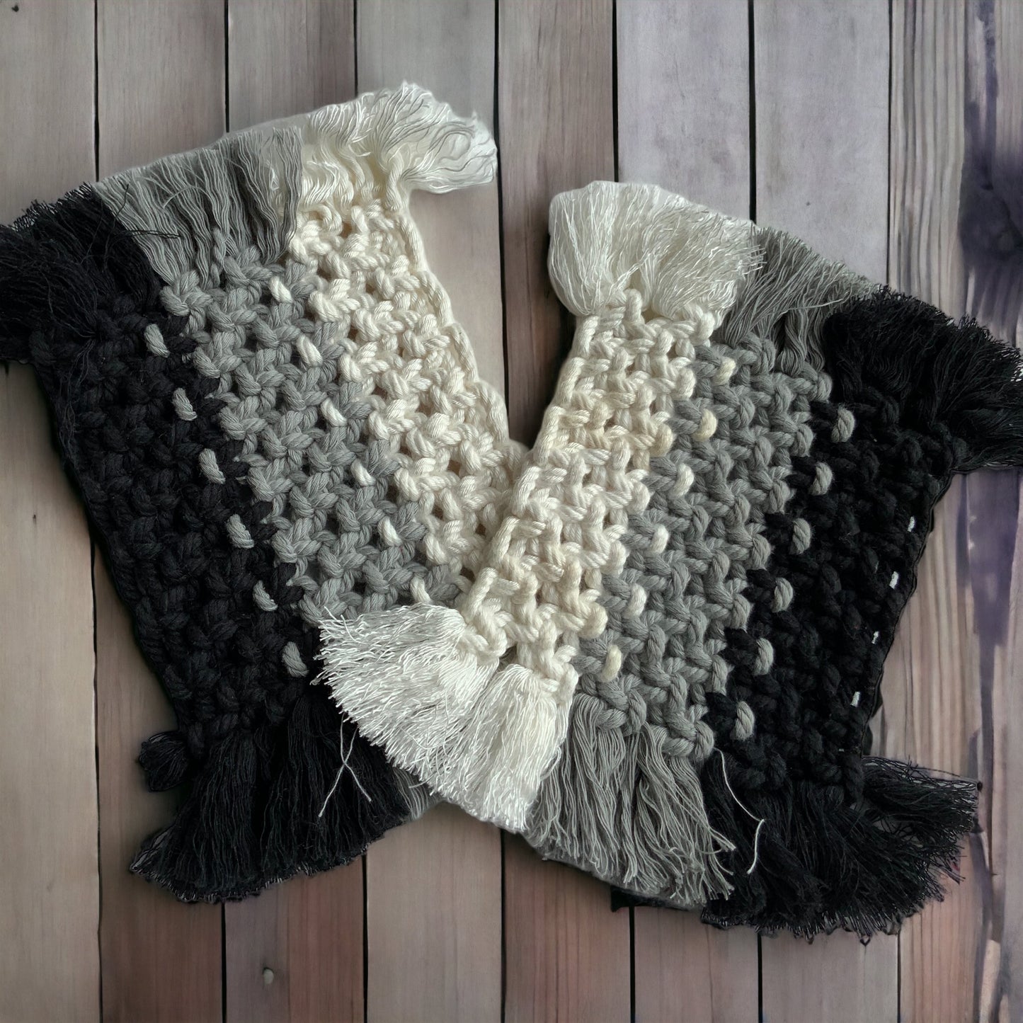 Handmade Macrame Rectangle Coaster (Black and White) - Set of 2 coasters