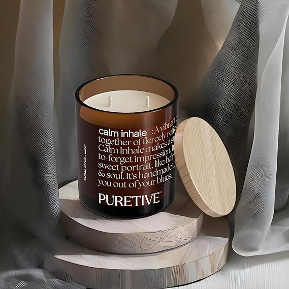 
                  
                    PURETIVE | Calm Inhale Scented Plant Therapy Candle | Eucalyptus and Mint | 100% Soy Wax & Essesntial Oil | Luxury Gifting | 2 Wick Candle | Large | Upto 35 hrs Burn time
                  
                