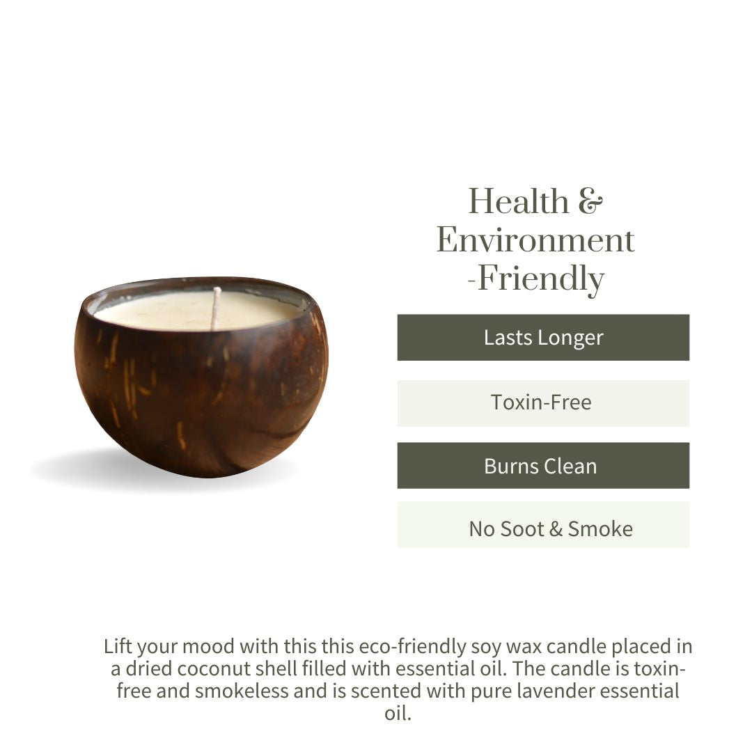 Ecotyl Coconut Shell Vegan Soy Wax Candle (Lavender) (150g)