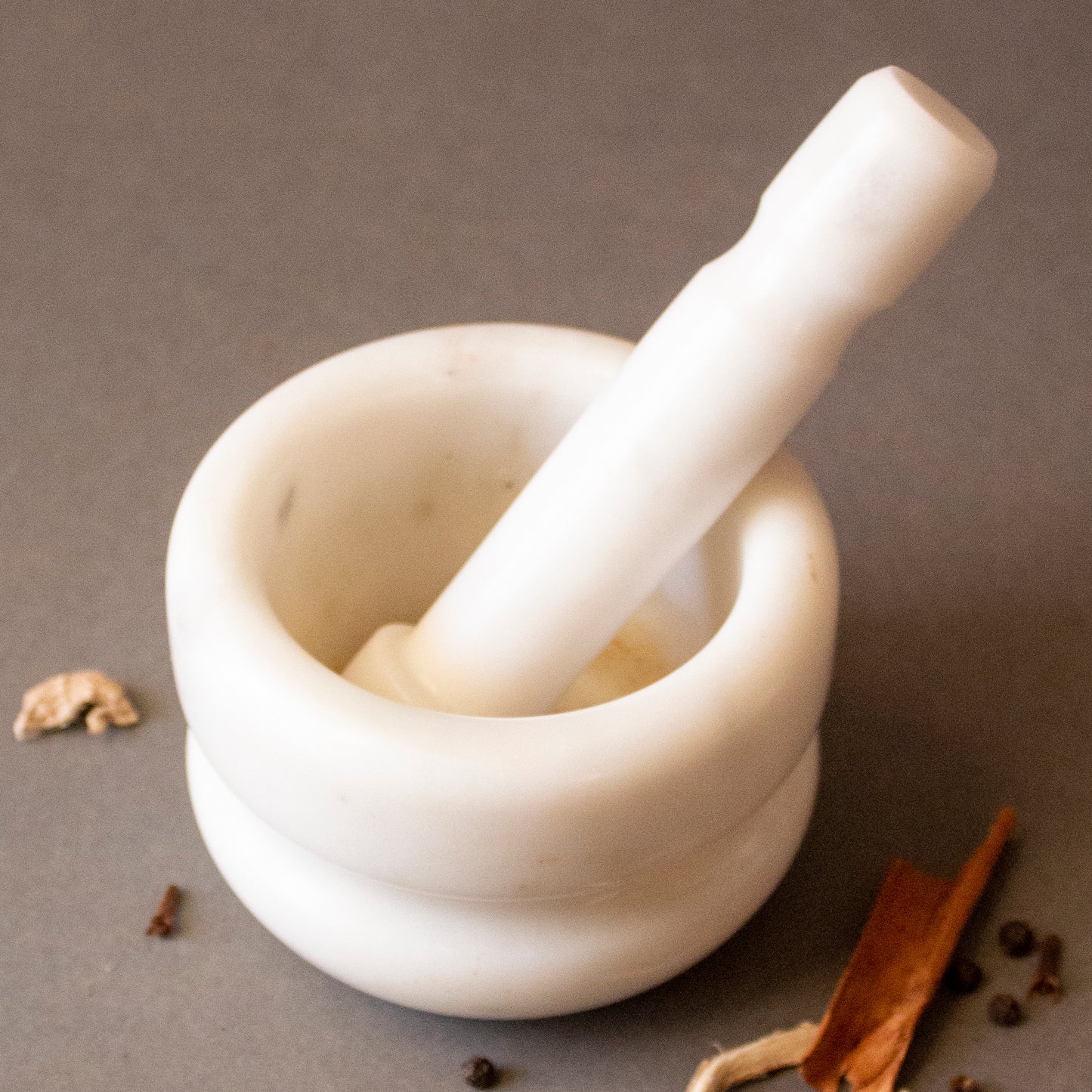 
                  
                    White Indian Marble Concentric Mortar and Pestle
                  
                