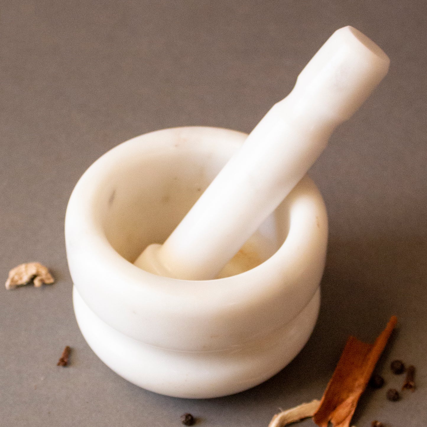 White Indian Marble Concentric Mortar and Pestle