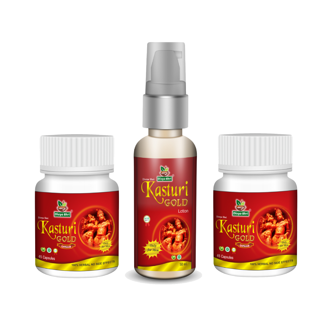 Divya Shri Health & Personal Care Immunity Ayurveda Kasturi Gold Capsule & Lotion Pack (90 Capsule & 1 Lotion)