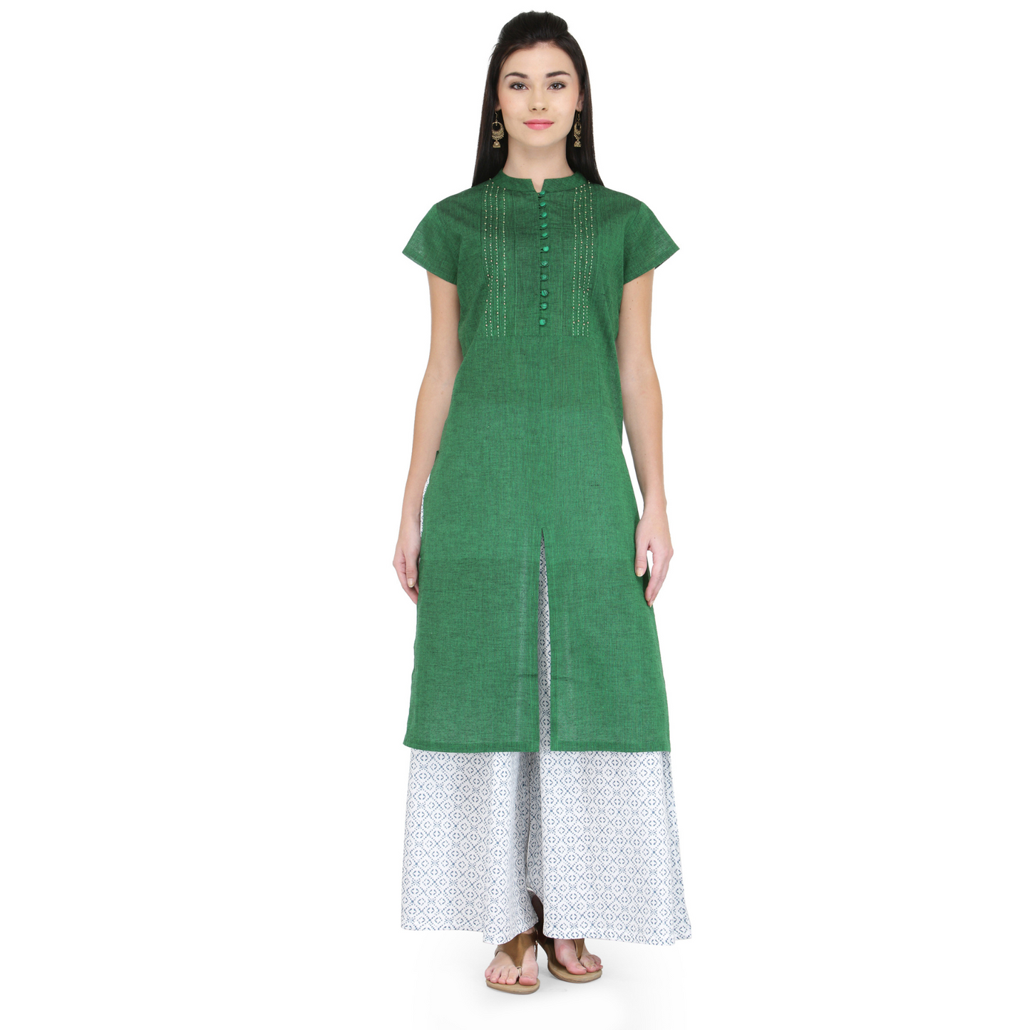 Dark Green Cotton Kurta