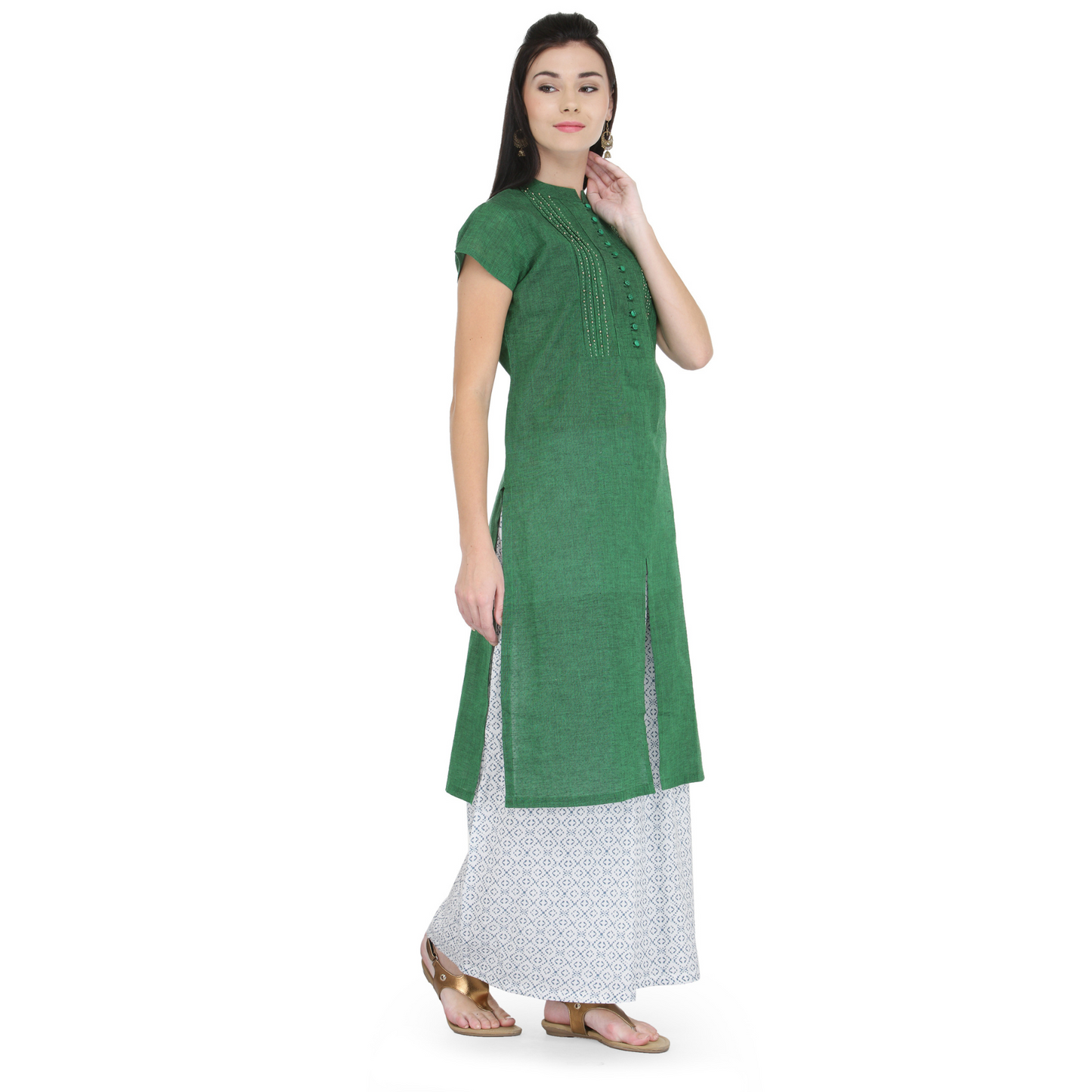 Dark Green Cotton Kurta