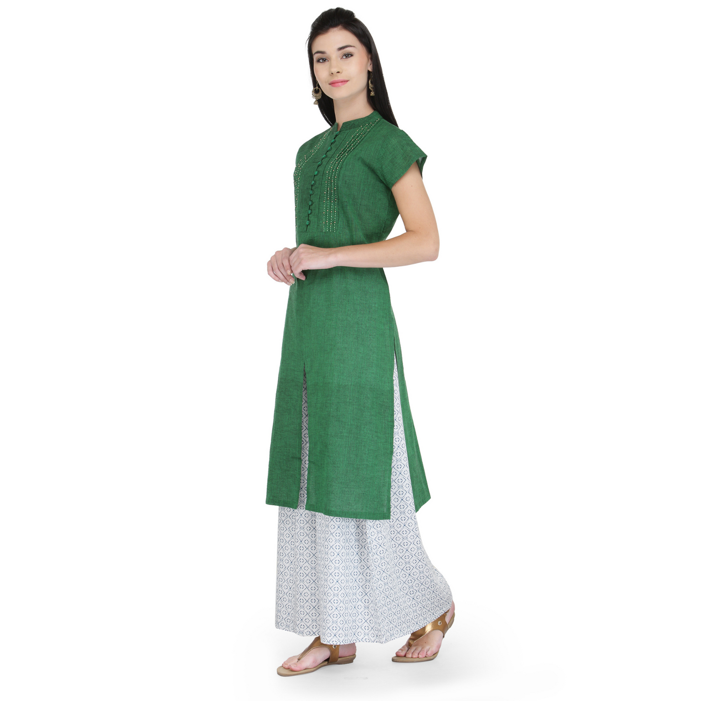 Dark Green Cotton Kurta