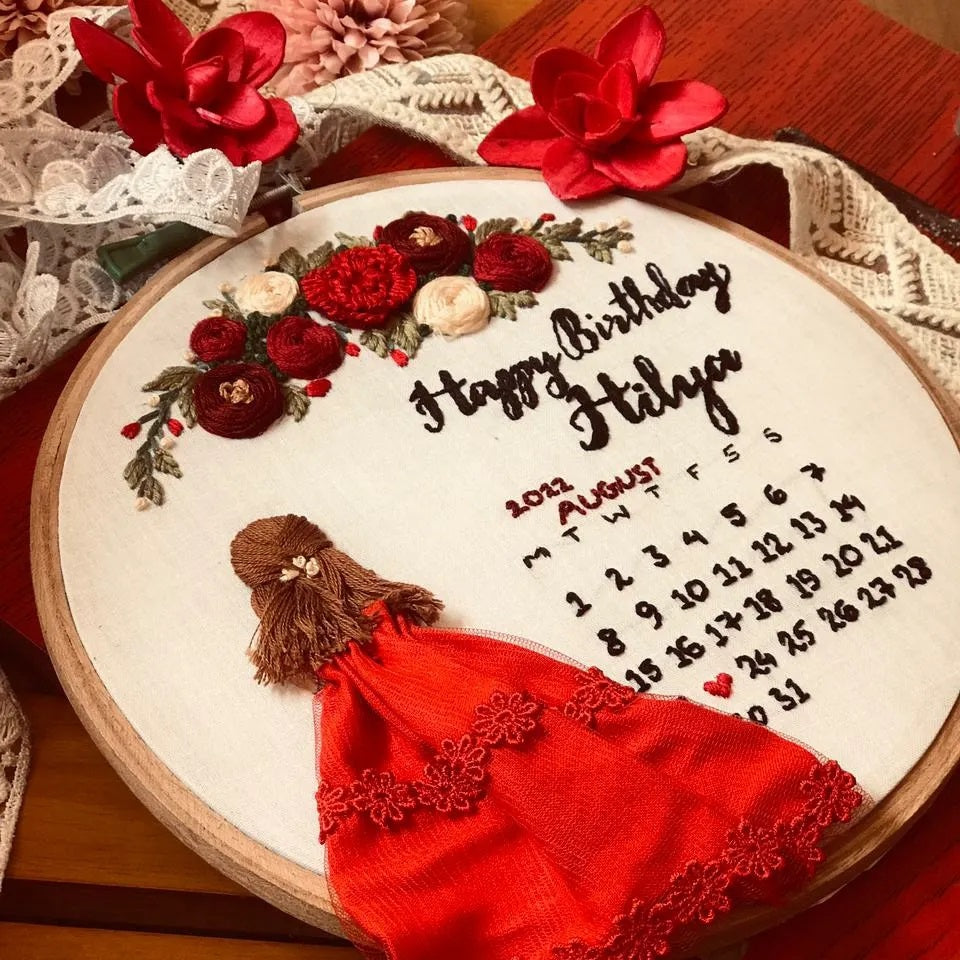 Embroidery Birthday Hoop Art