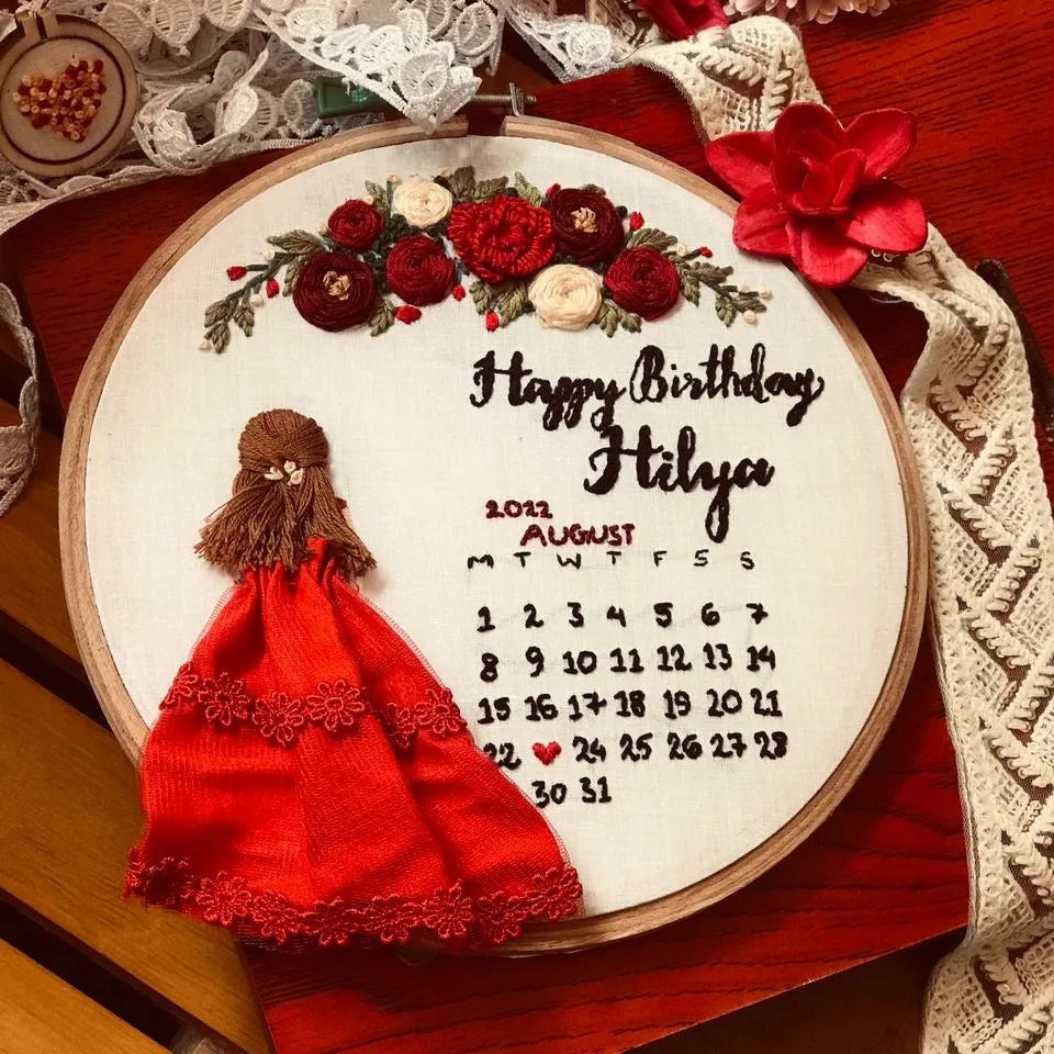 Embroidery Birthday Hoop Art