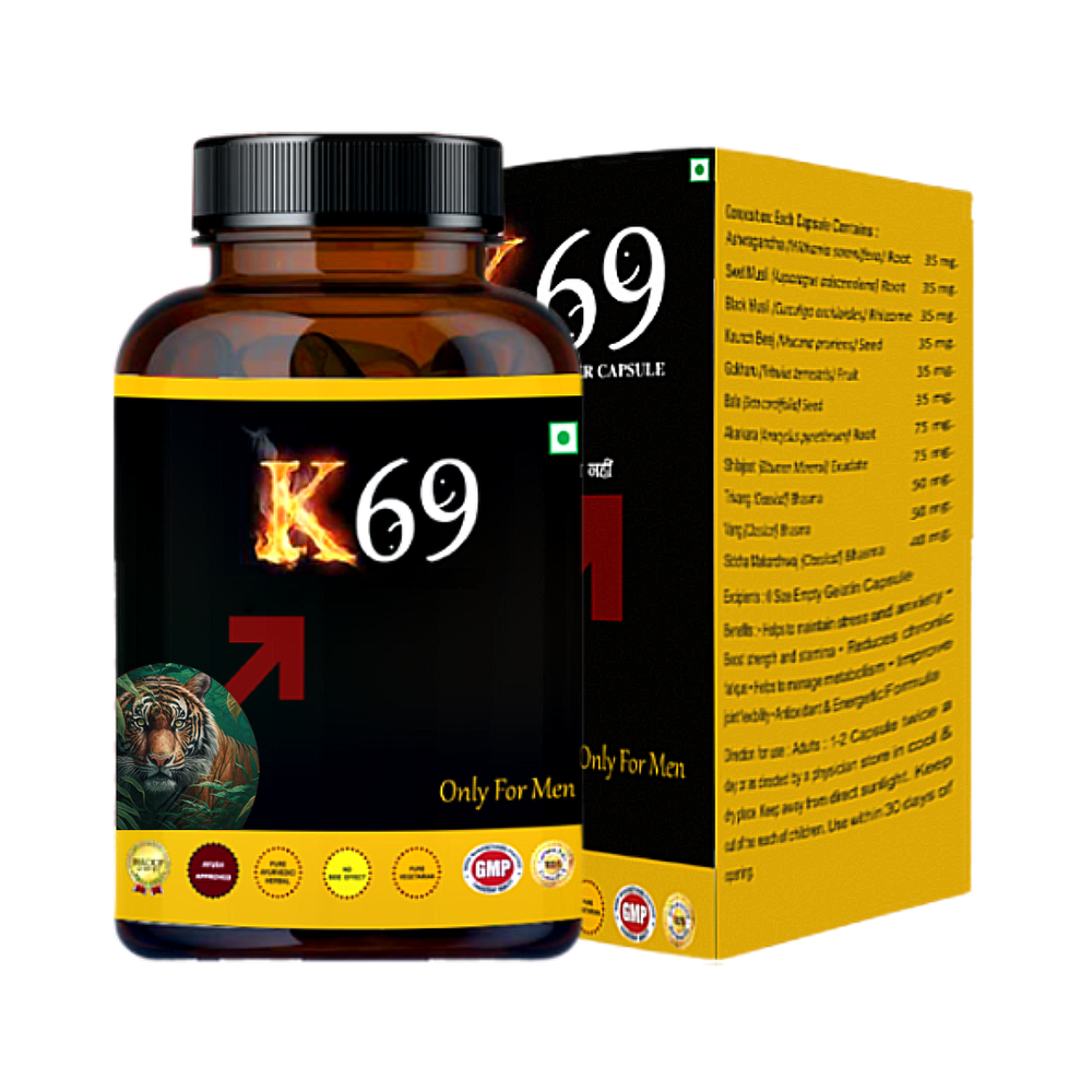 Divya Shri K69 Capsule || Supplement For Men With Ashwagandha, Kaunj Beej & Shilajeet || 30 Capsules