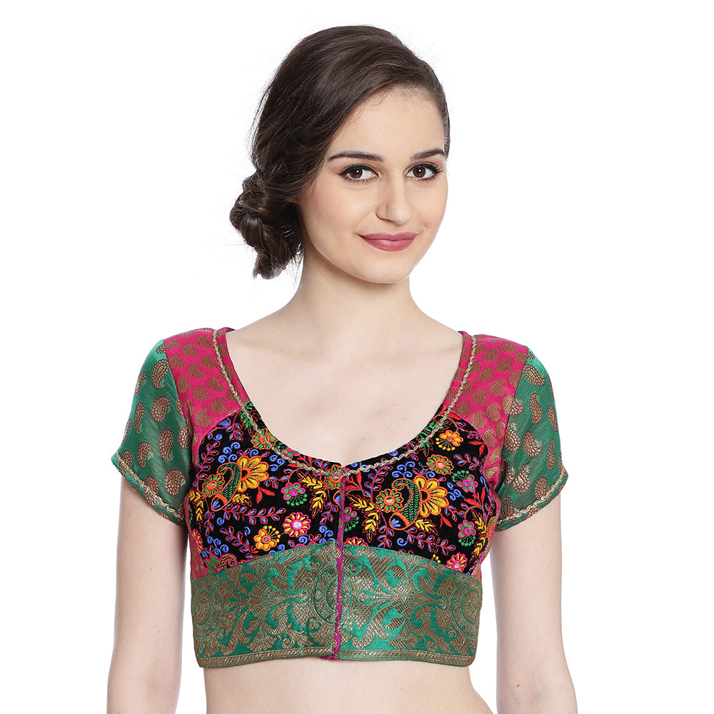 Multicolor Saree Blouse With Embroidery