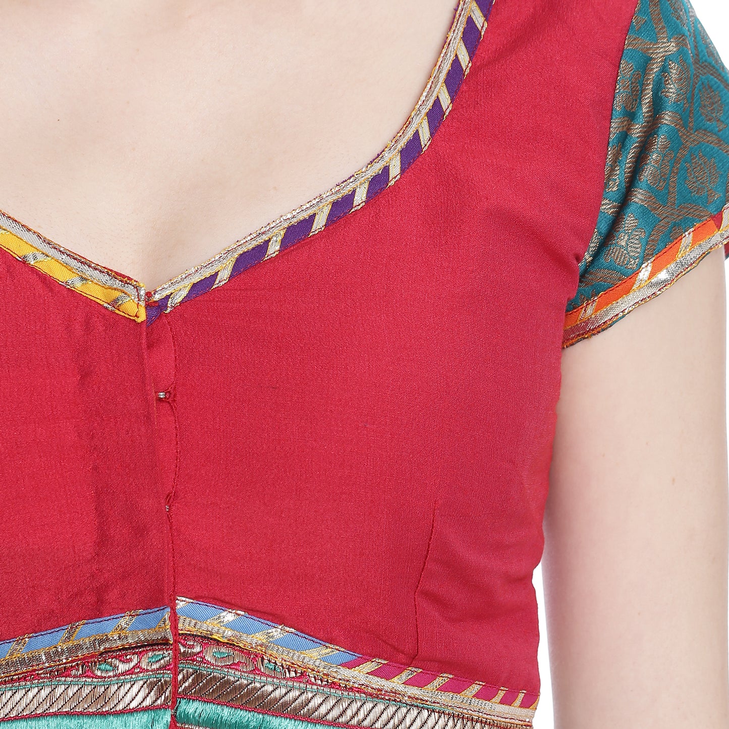 Dark Pink Cotton Silk Saree Blouse with Zari Borders