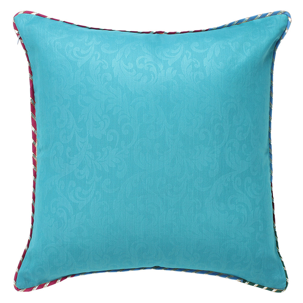 Purple Turquoise Self Texture Reversible Cushion Cover (Set of 2pcs)