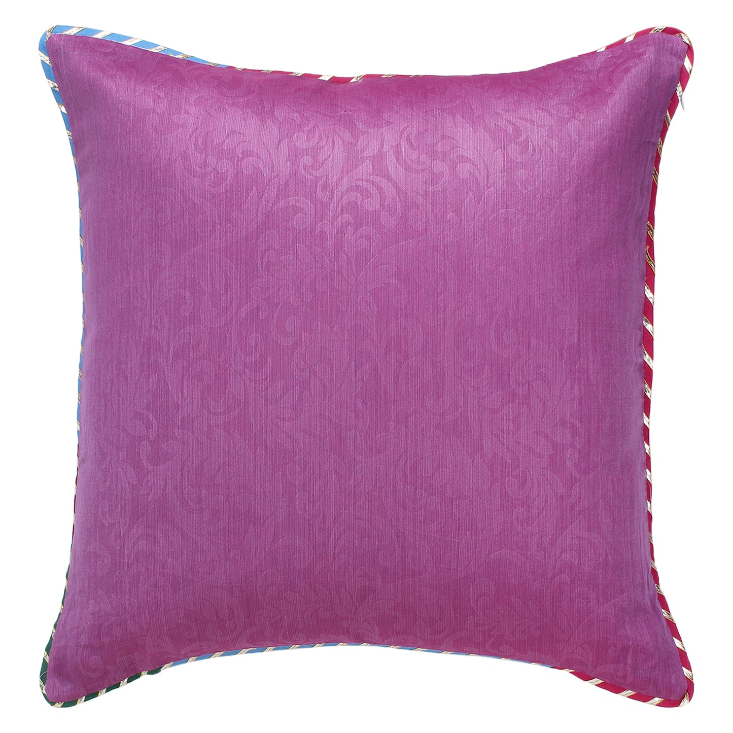 Purple Turquoise Self Texture Reversible Cushion Cover (Set of 2pcs)