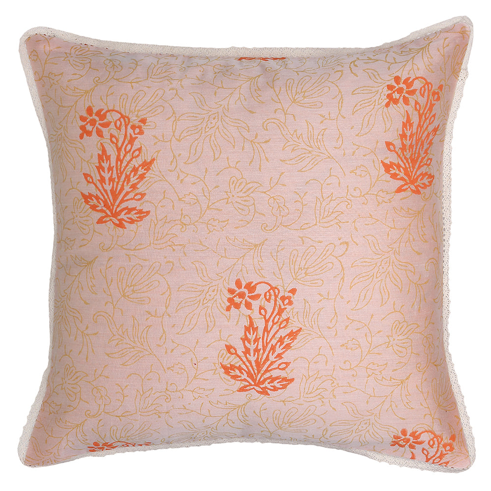 Ivory orange Block Printed Reversible Cushion Cover (Set of 2pcs)