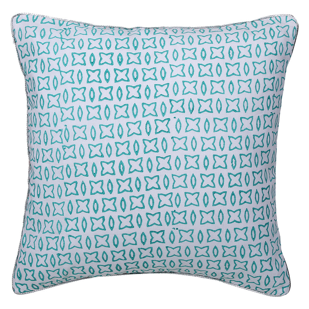 Green orange Block printed Reversible Cushion Cover (Set of 2 pcs)
