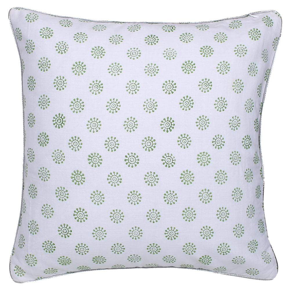 Green Pink Block printed Reversible Cushion Cover (Set of 2pcs)