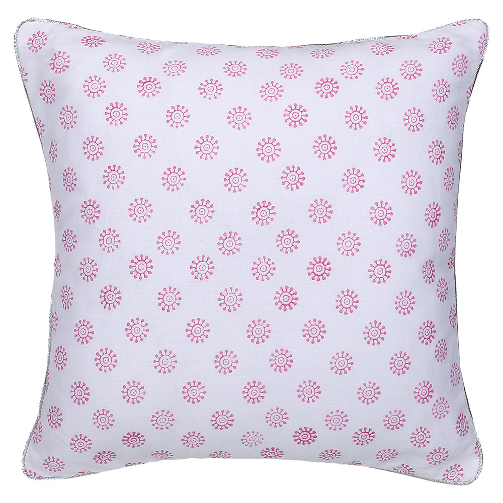 Green Pink Block printed Reversible Cushion Cover (Set of 2pcs)