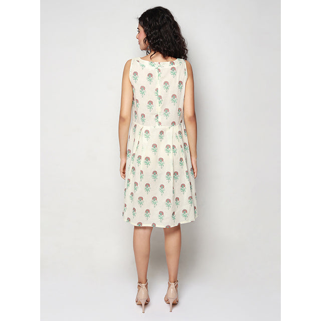 Ivory Dress with Carnation Floral Prints