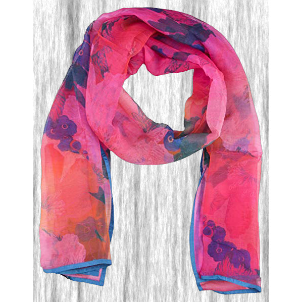 Pink with Blue Floral Print