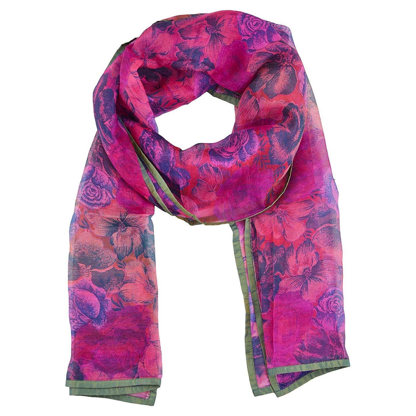 Pink Silk Chanderi Floral Print Stole