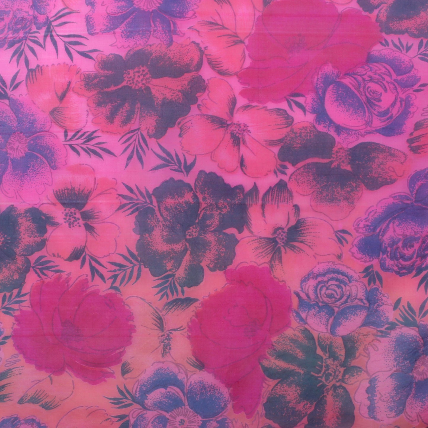 Pink Silk Chanderi Floral Print Stole