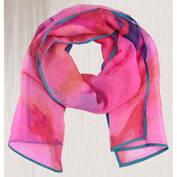 Pink Silk Chanderi Abstract Print Stole