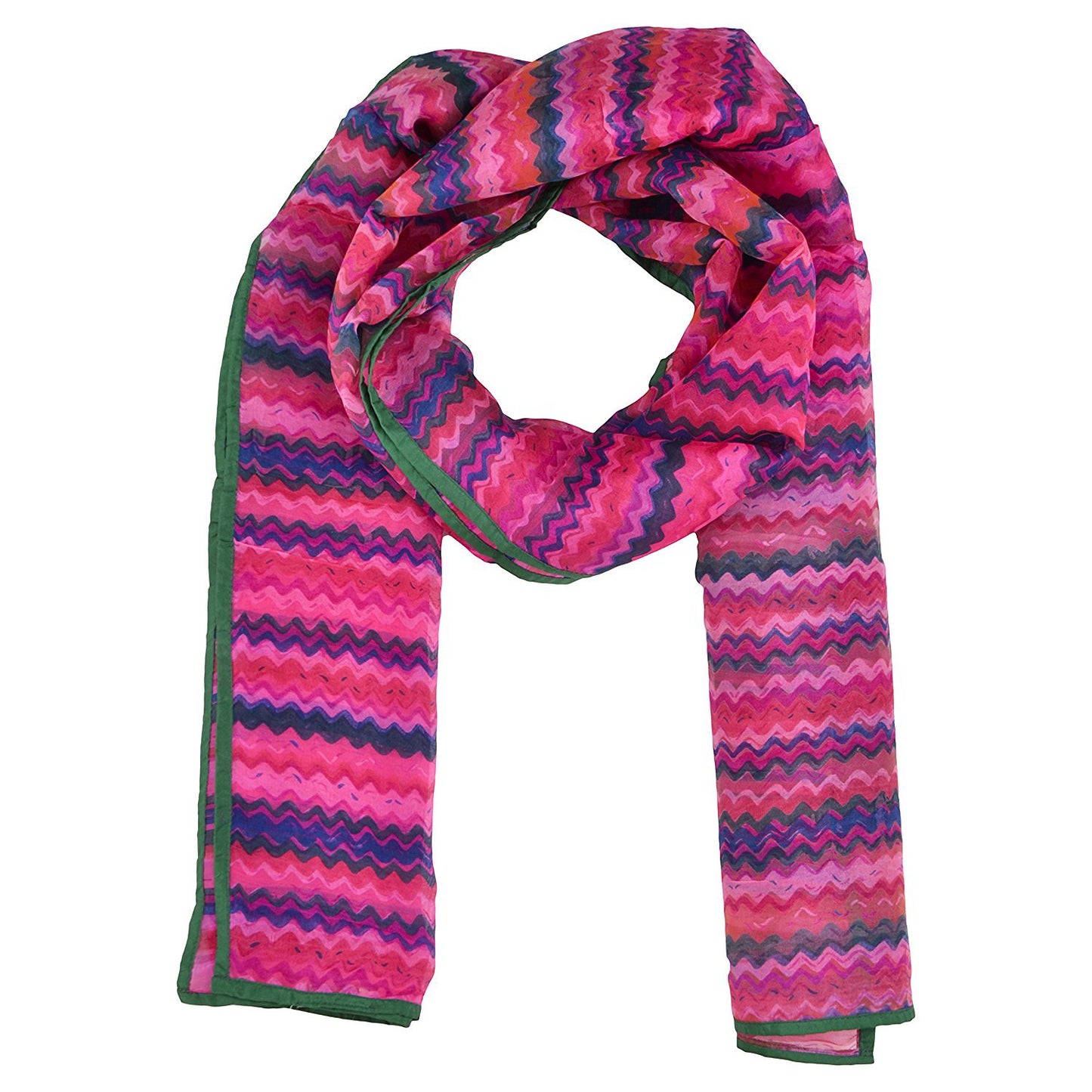 Pink Zig Zag Print Chanderi Silk Stole