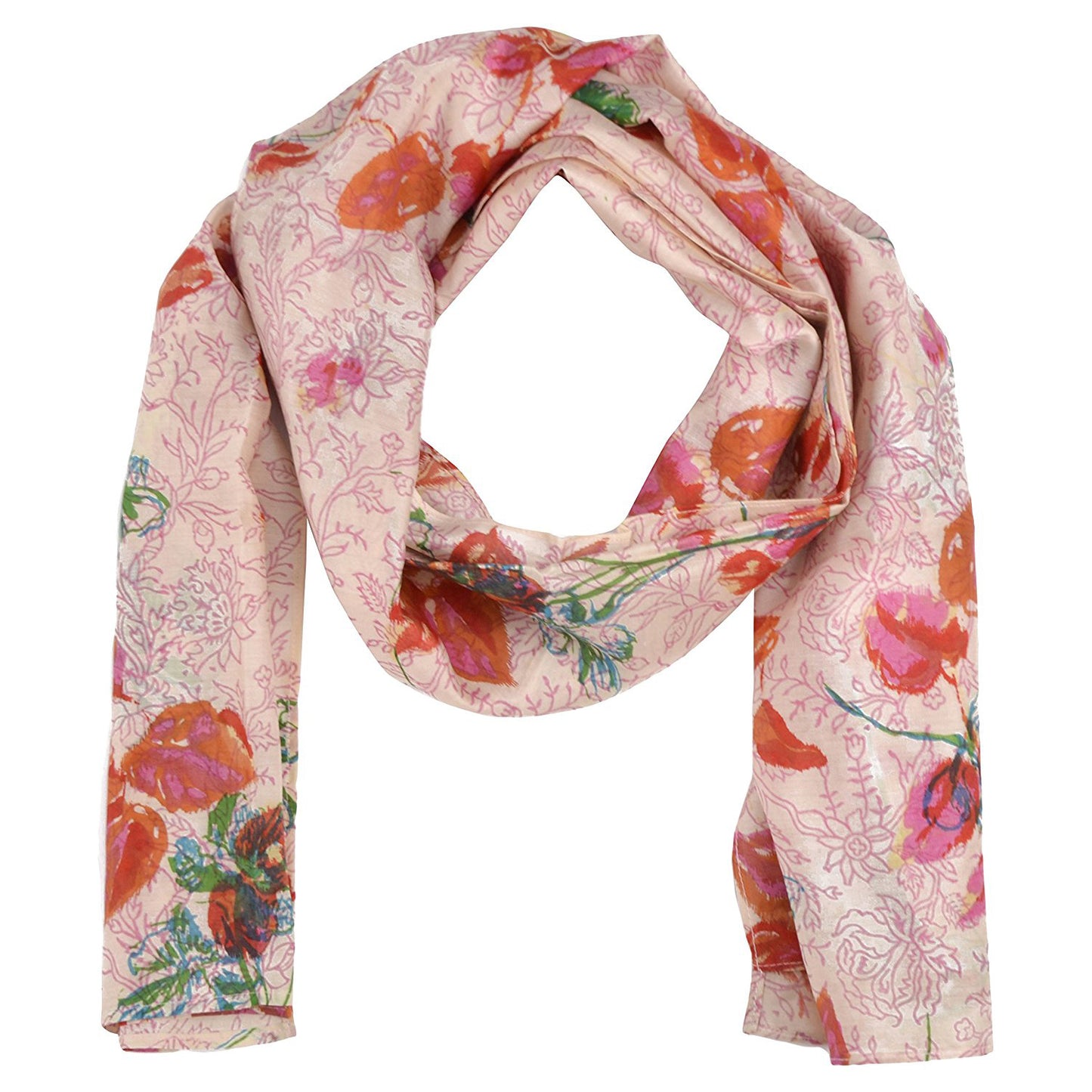 Floral Print Cotton Silk Stole