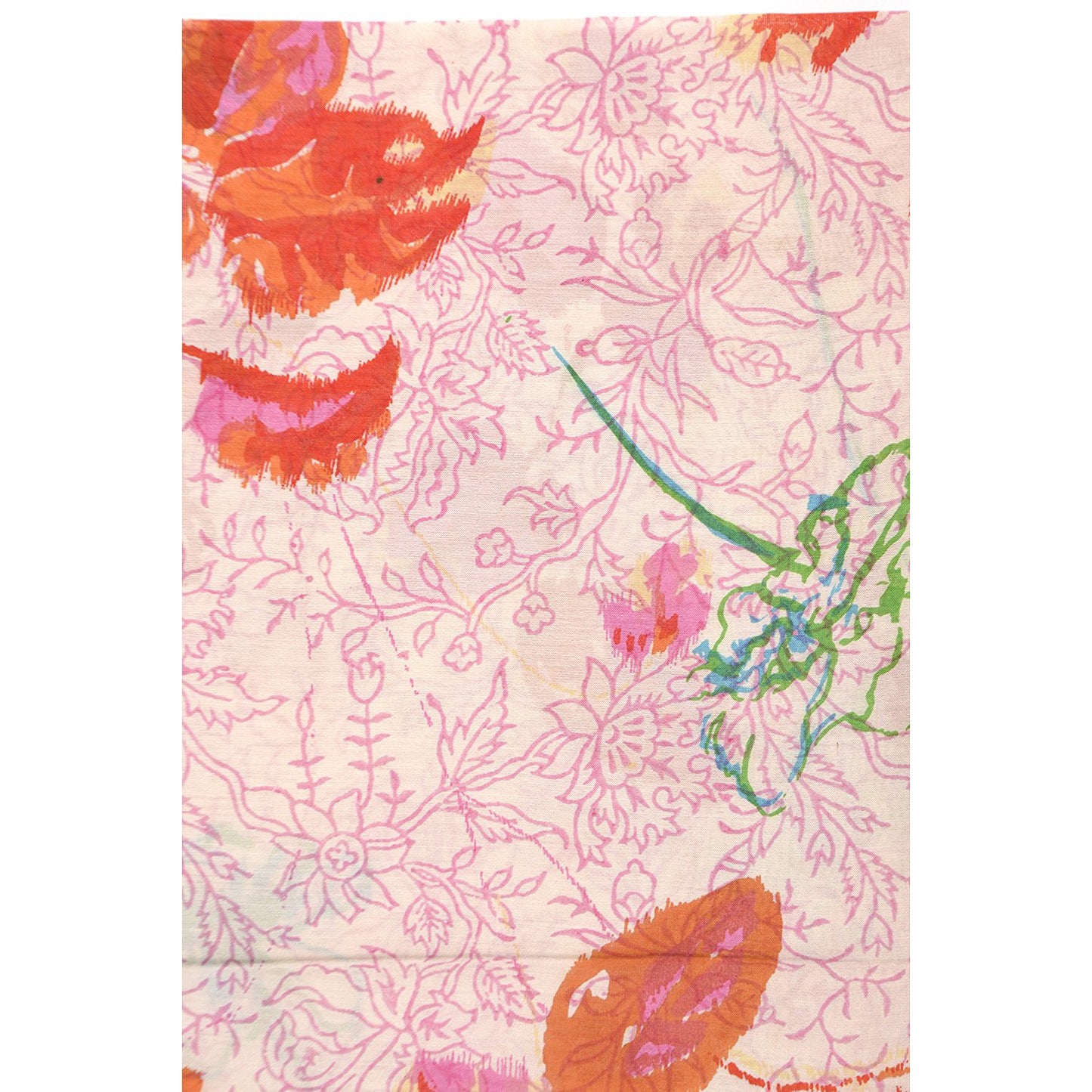 Floral Print Cotton Silk Stole