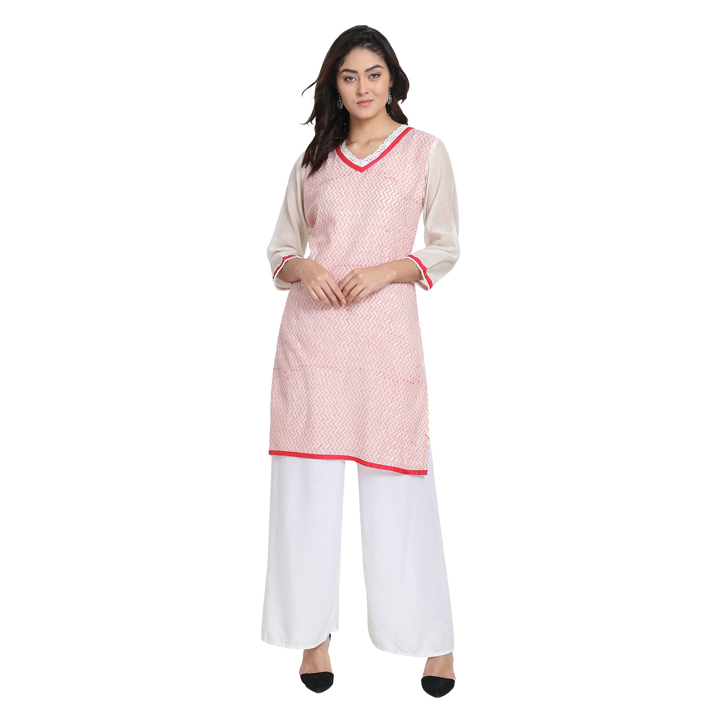 White Cotton Silk Embroidered Kurta