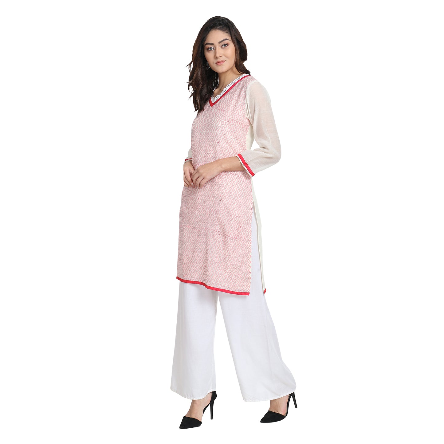 White Cotton Silk Embroidered Kurta