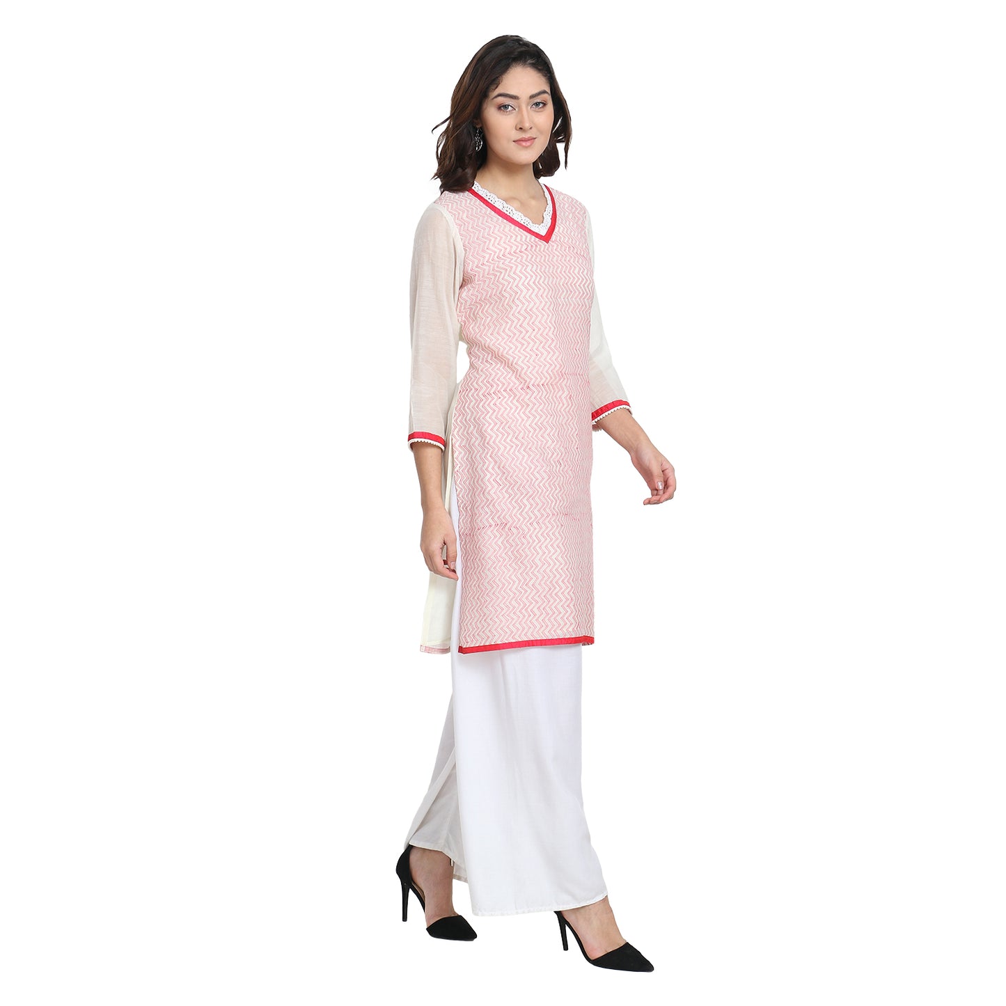 White Cotton Silk Embroidered Kurta