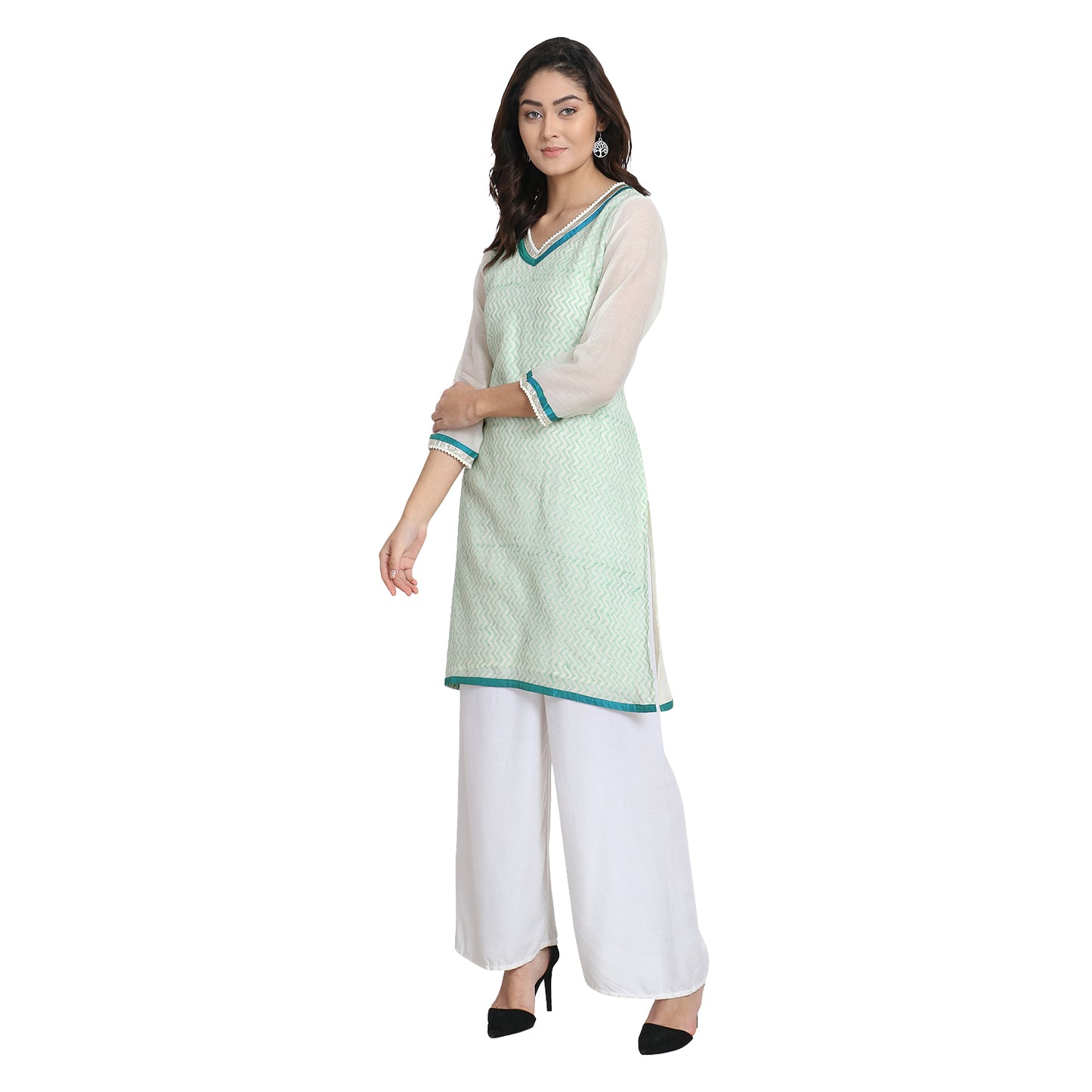 White Cotton Silk Embroidered Kurta