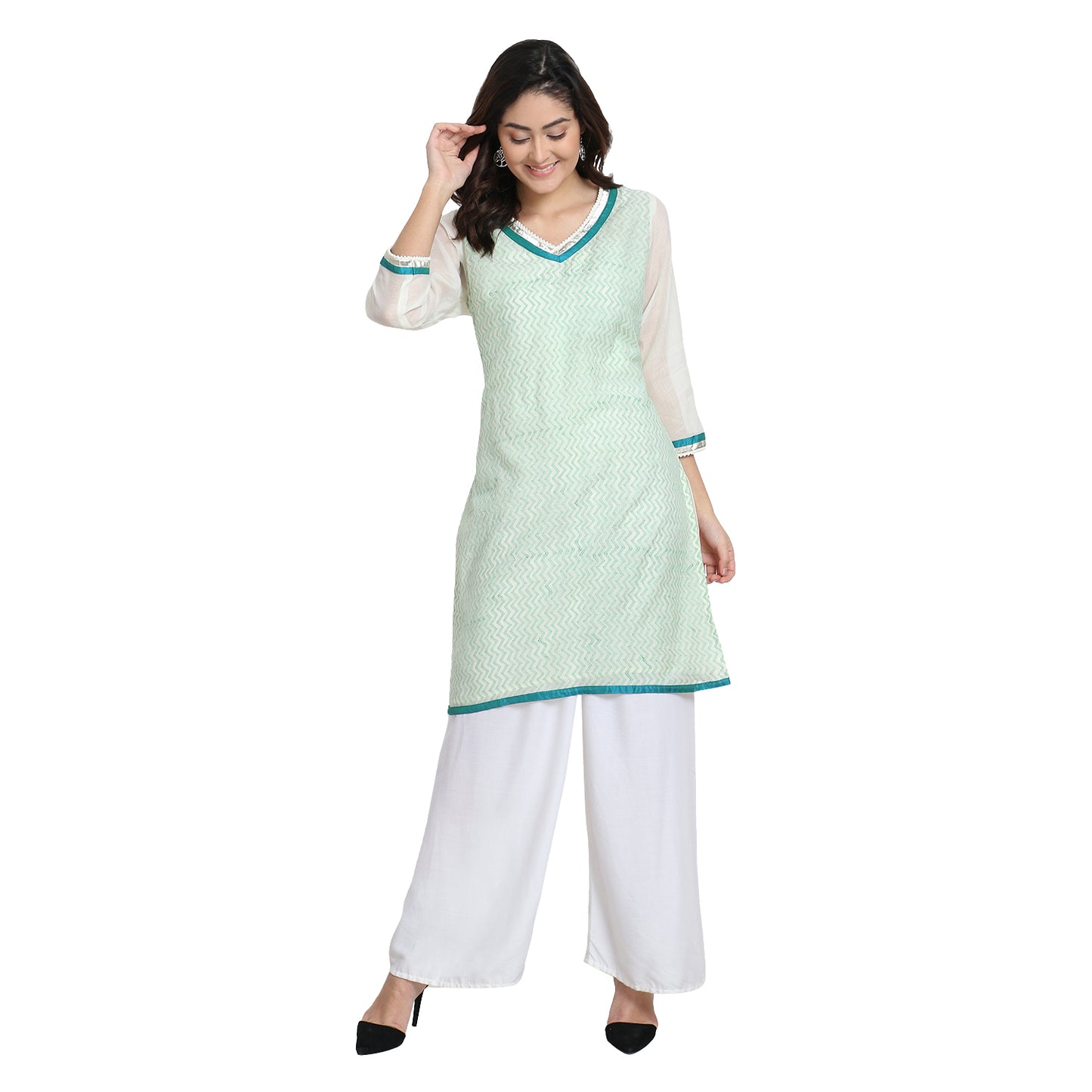 White Cotton Silk Embroidered Kurta