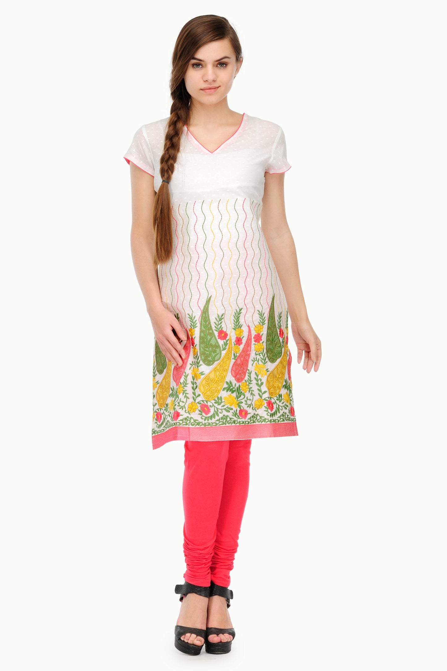 Ivory Embroidered Short Kurta