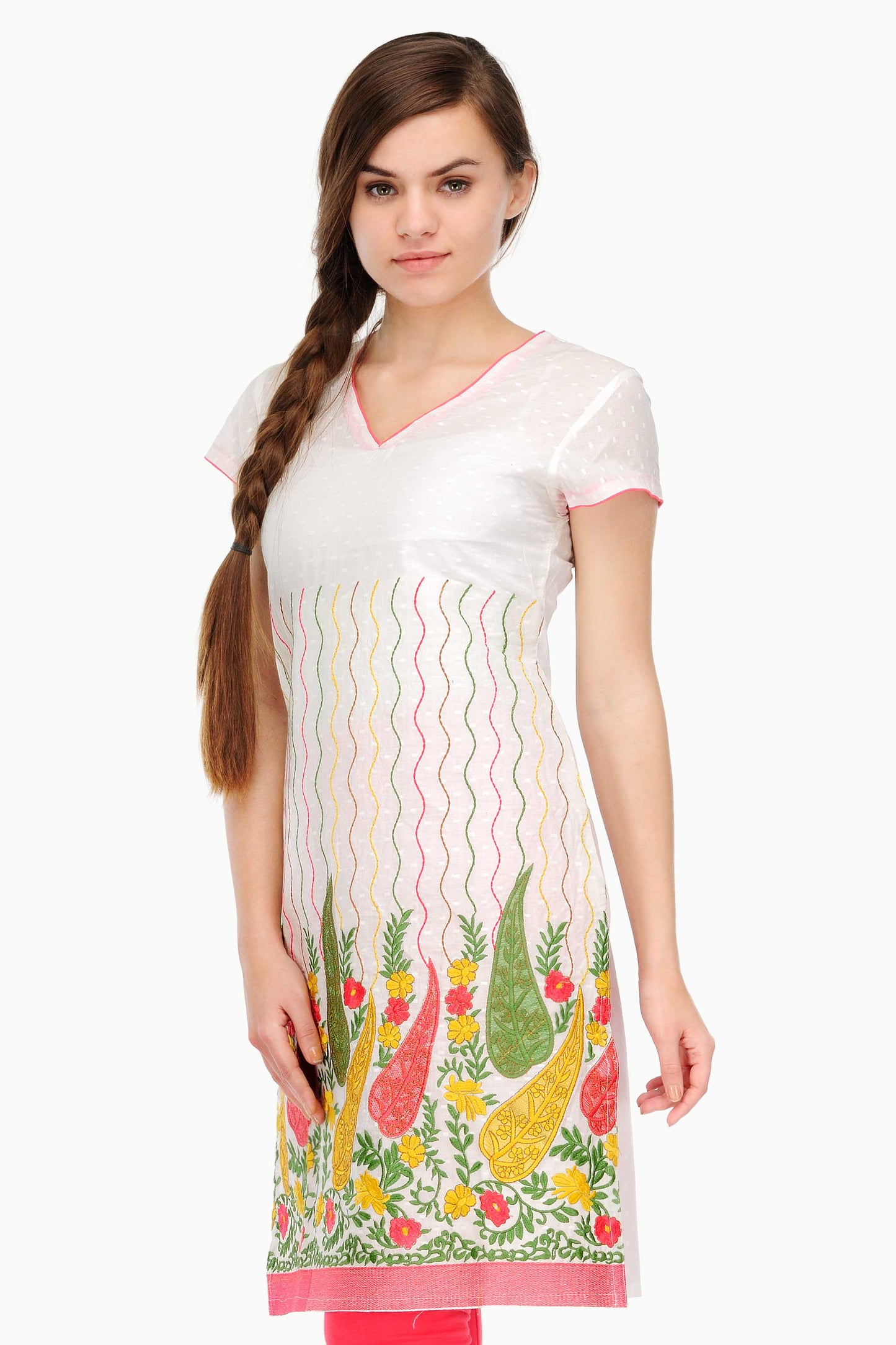 Ivory Embroidered Short Kurta